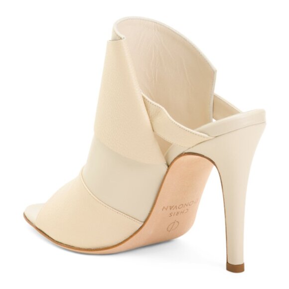 NEW CHRIS DONOVAN Made In Italy Leather Pegasi Heeled Mules in white 1225 18t9 - Picture 7 of 10